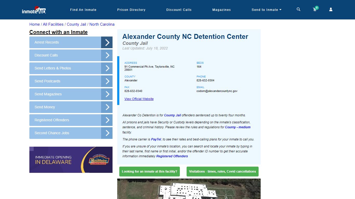 Alexander County NC Detention Center - Inmate Locator - Taylorsville, NC